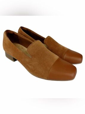 Clarks Tilmont Step Suede Loafers Brown Slip On Shoes Women’s Size 8